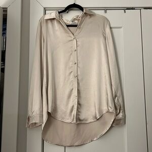 Princess Polly light pink silk button up top